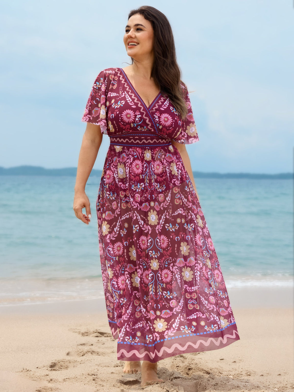 Sarong Set Floral Print One-Piece Swimsuit