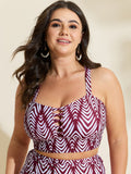 Geometric Print Cut-Out Ties Bikini Top