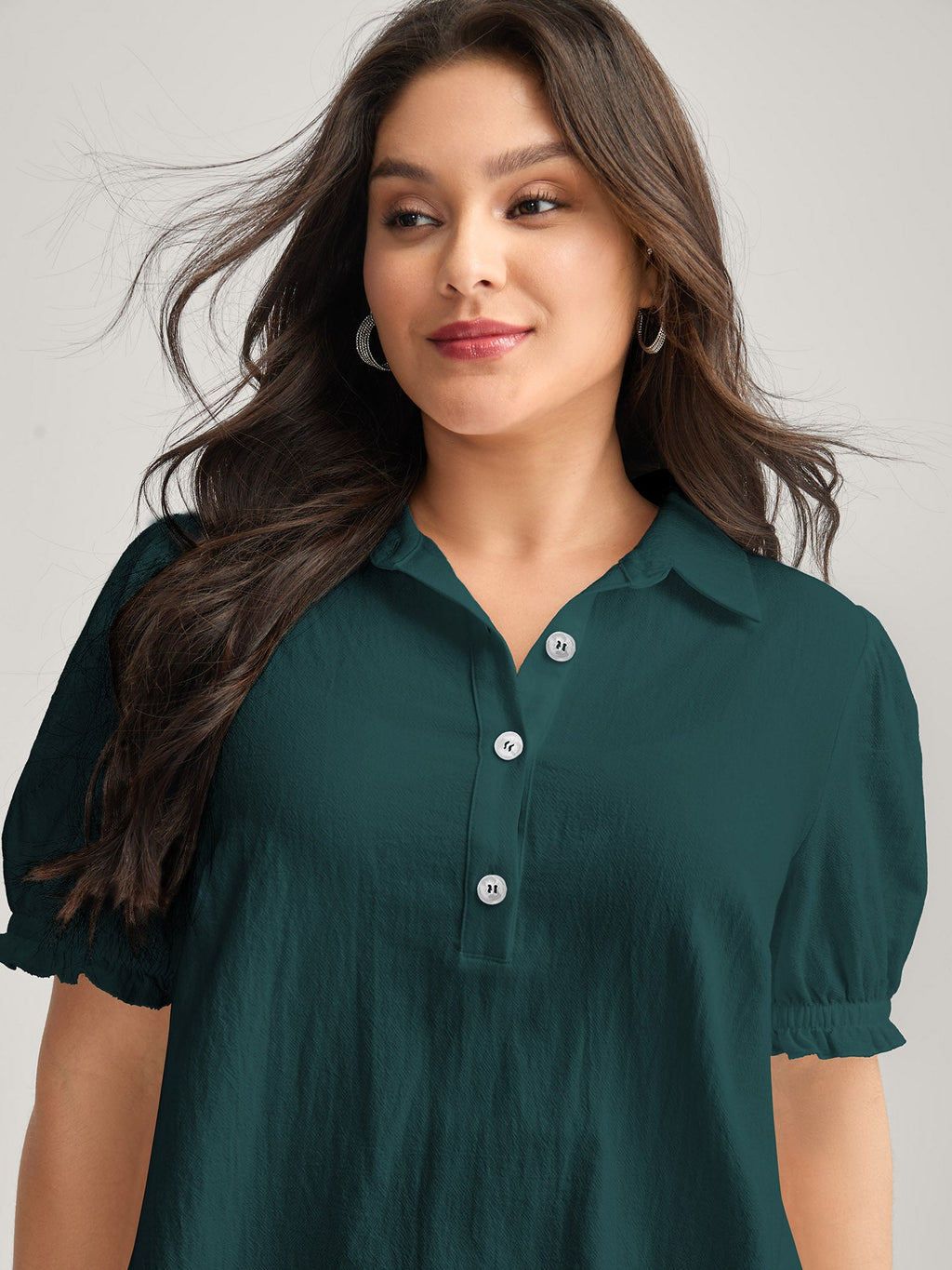 Pure Cotton Ruffled Puffy Sleeve Blouse