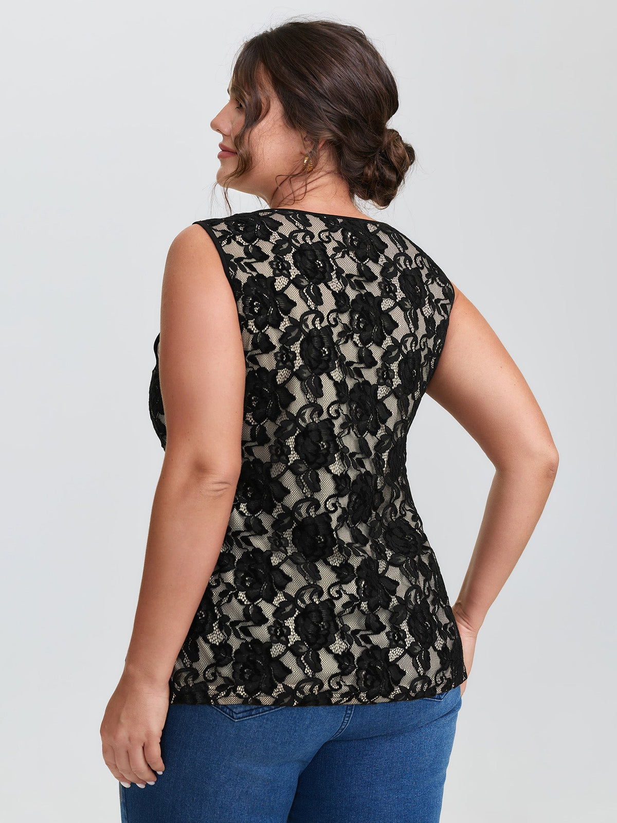 Floral Lace Scoop Neck Tank Top