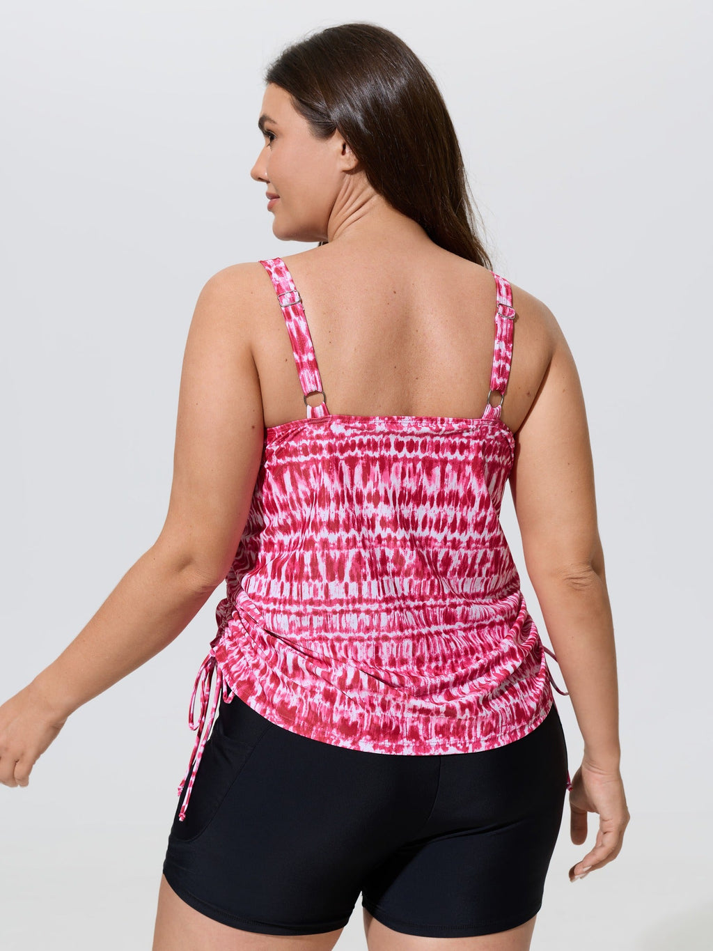 Tie-Dye Effect Scoop Neckline Swim Top