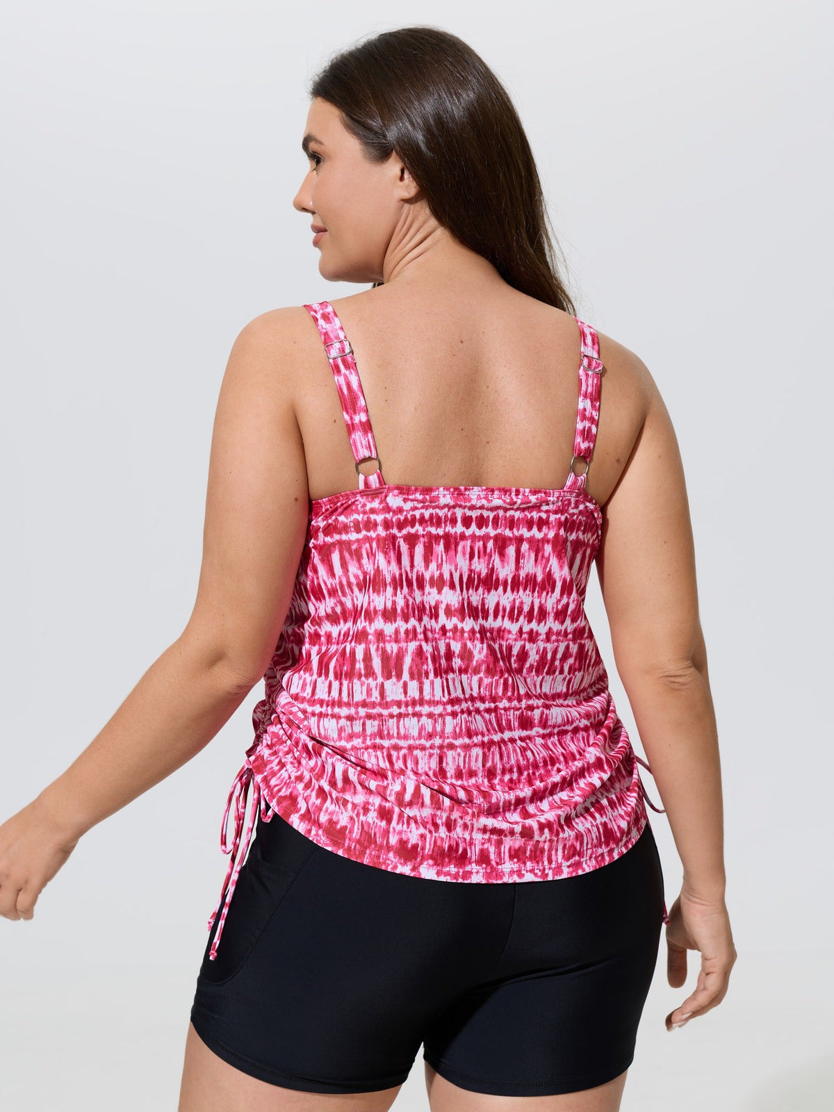 Tie-Dye Effect Scoop Neckline Swim Top