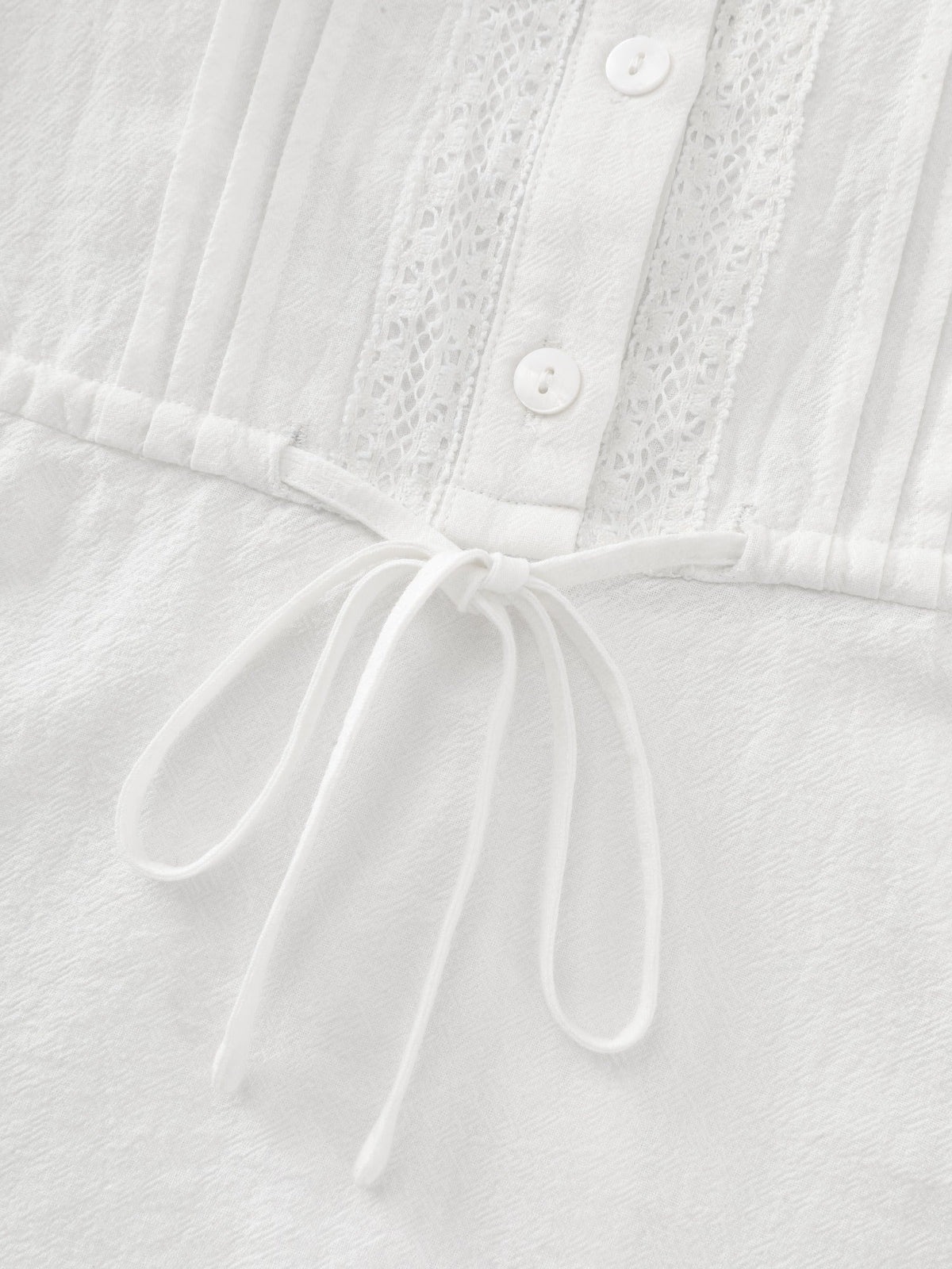 Cotton Lace Trim Drawstring Waist Tank Top