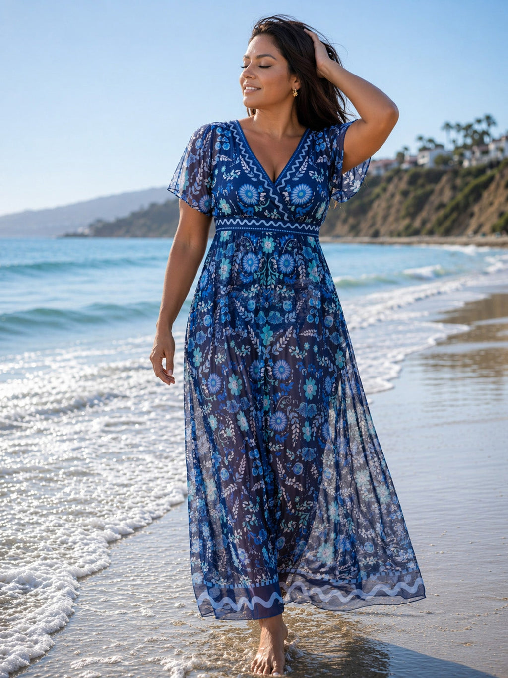 Sarong Set Floral Print One-Piece Swimsuit