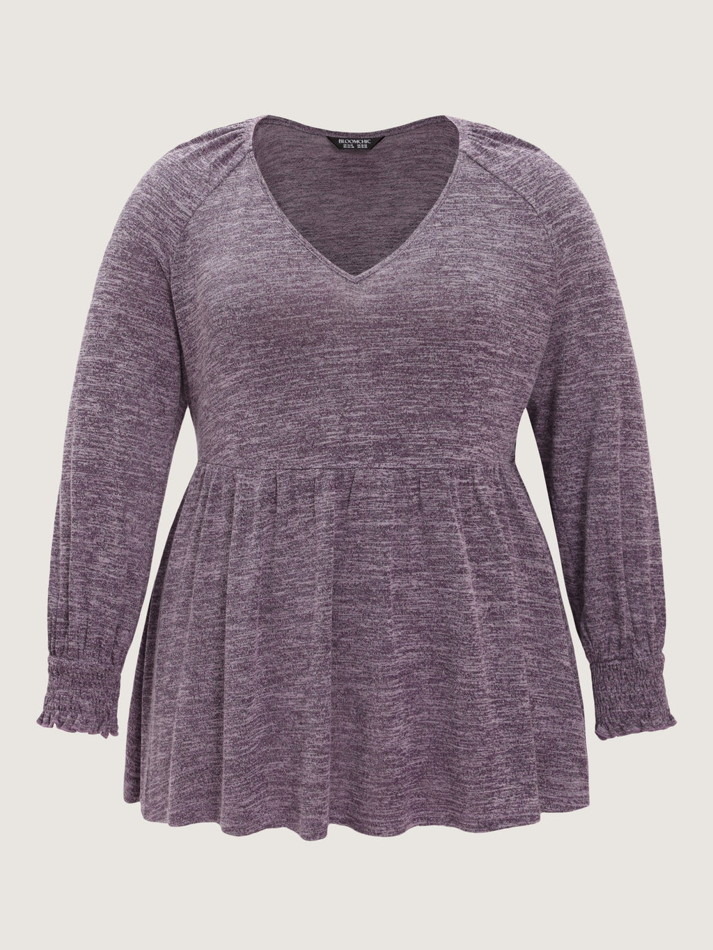 Supersoft Stretchy V‑Neck Ruffle Shirred Cuff T-Shirt