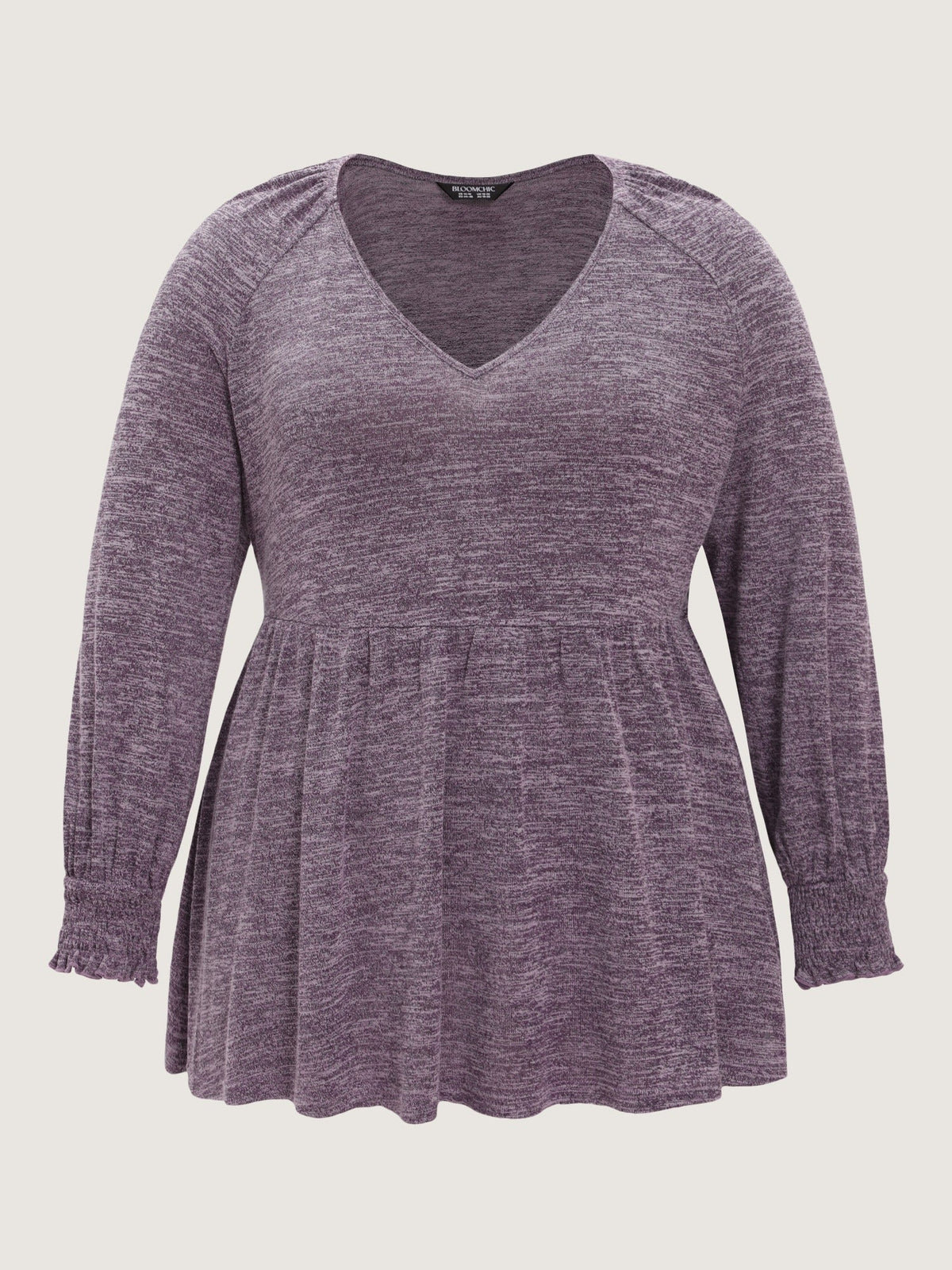 Supersoft Stretchy V‑Neck Ruffle Shirred Cuff T-Shirt