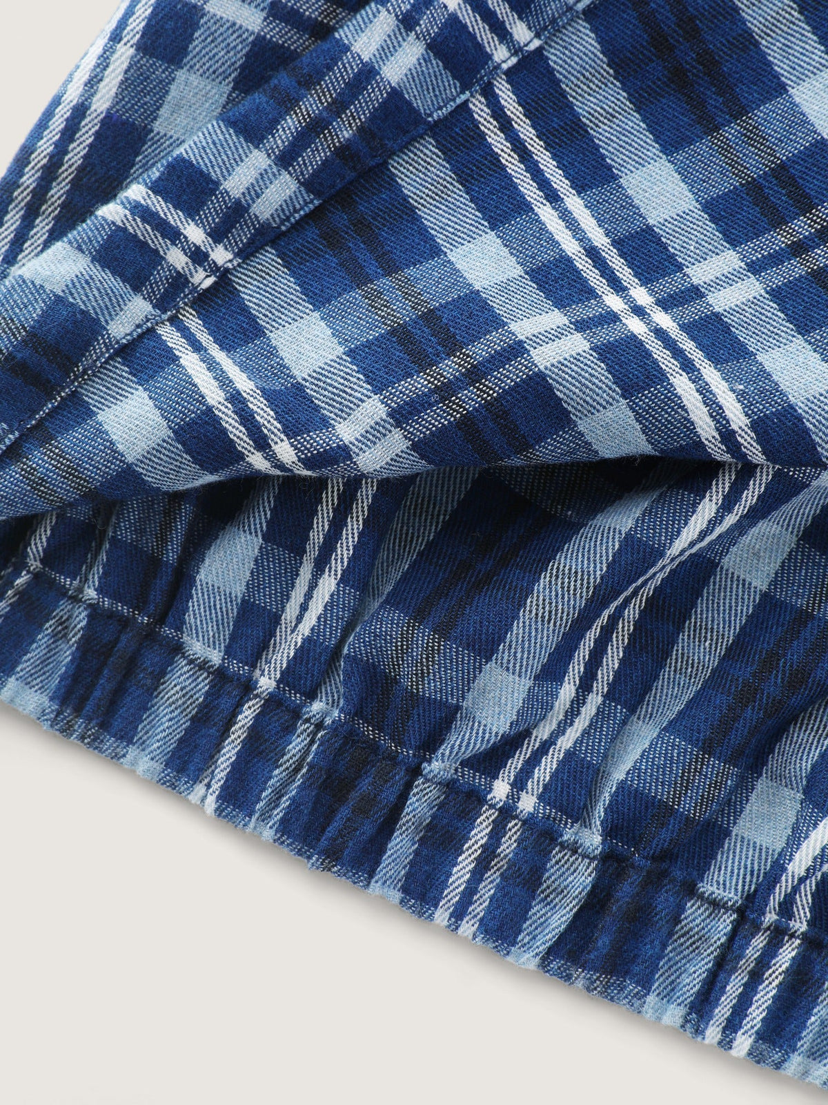 Cotton Plaid Drawstring Hem Hooded Jacket