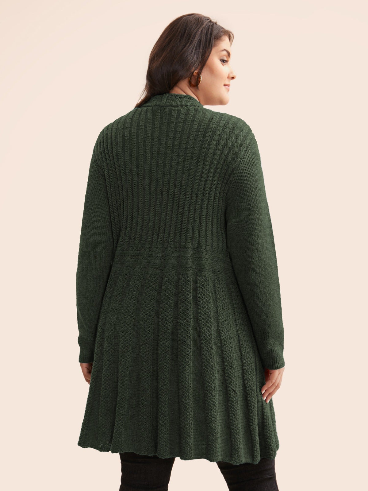 Textured Kimono Collar Long Cardigan