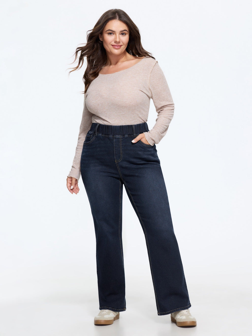 Elastic Waist Stretchy Bootcut Flared Jeans