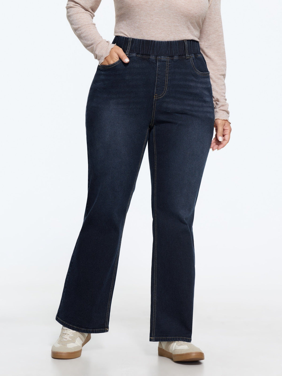 Elastic Waist Stretchy Bootcut Flared Jeans
