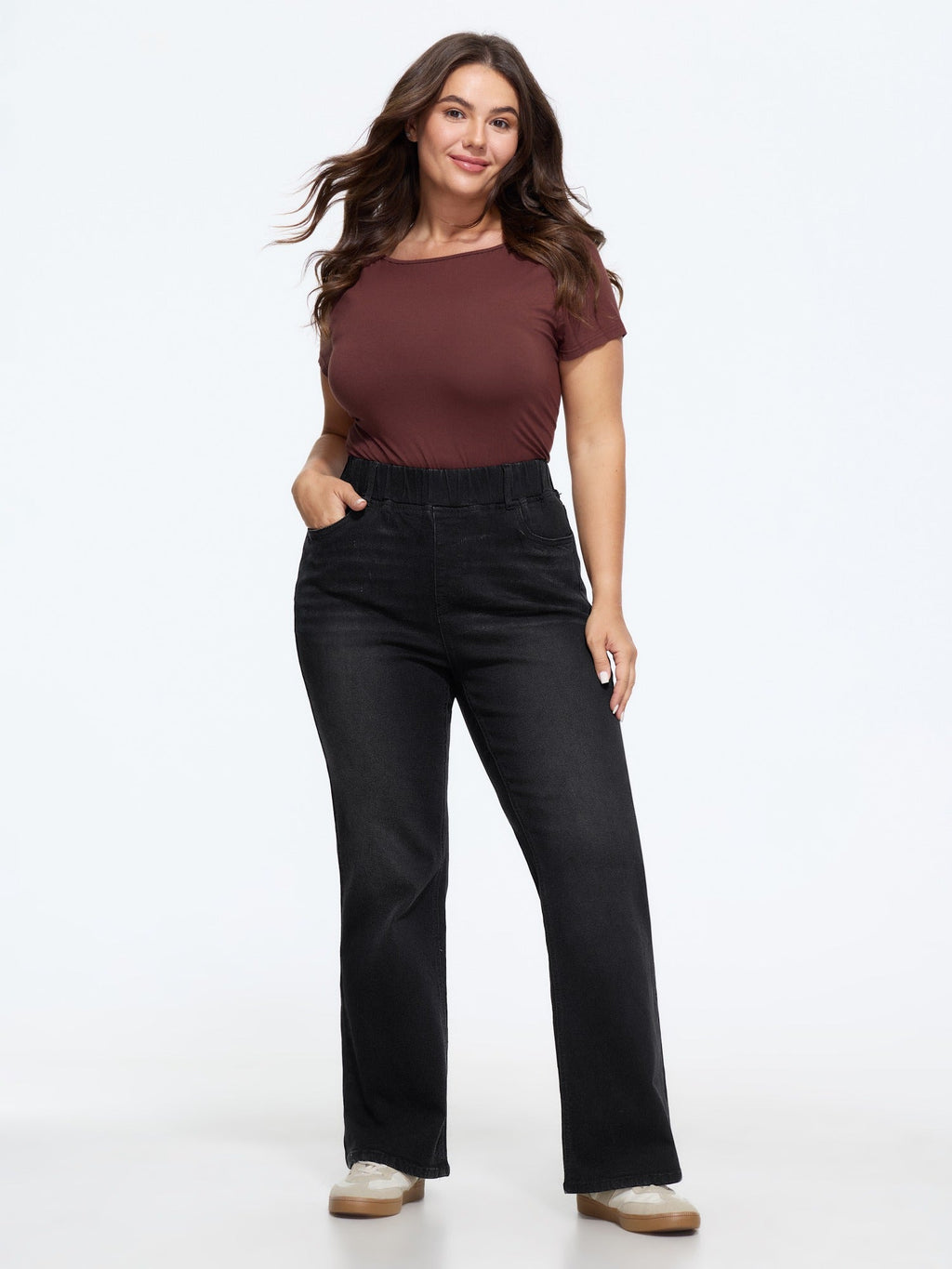 Elastic Waist Stretchy Bootcut Flared Jeans