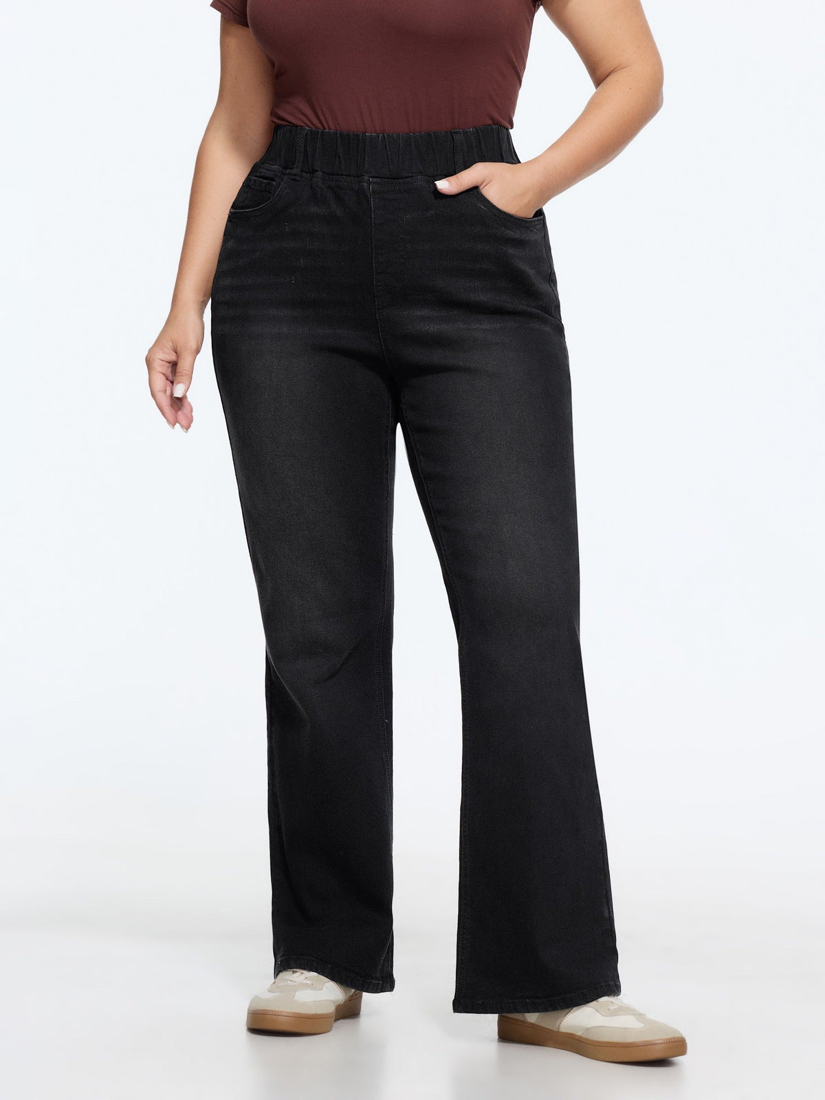 Elastic Waist Stretchy Bootcut Flared Jeans