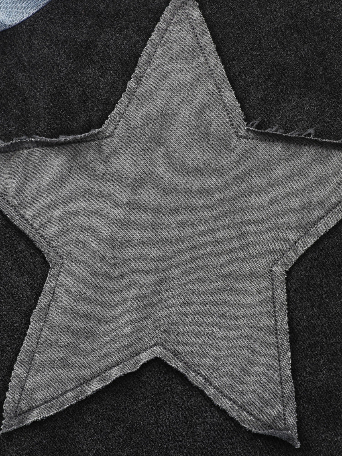 Vintage Washed Star Applique Color Contrast Sweatshirt