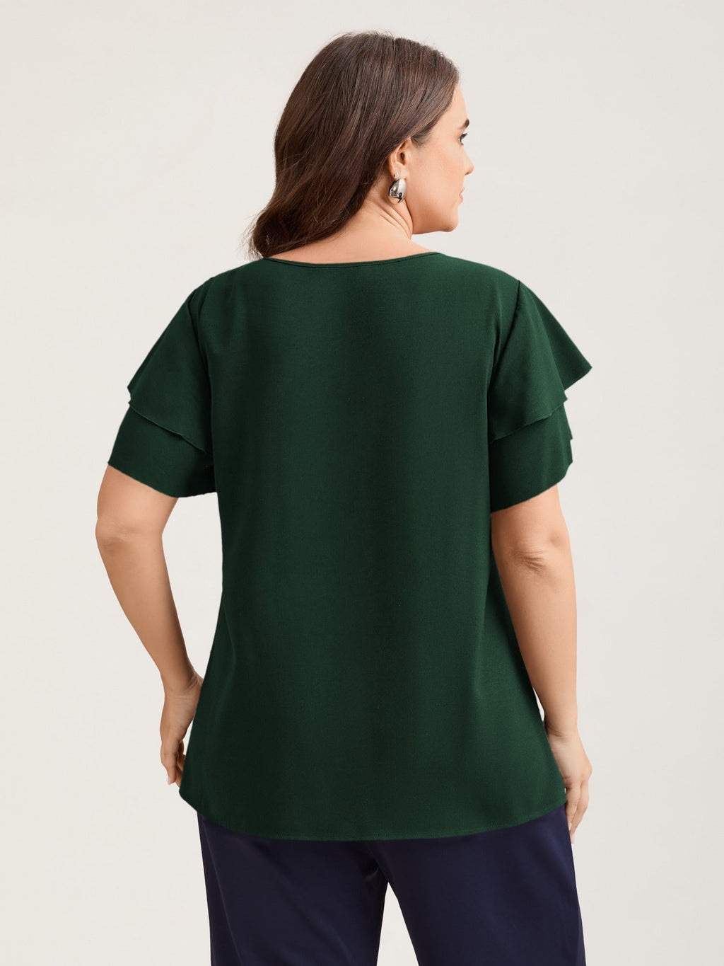 Toothpick Pleat Layered Flutter Sleeve Blouse