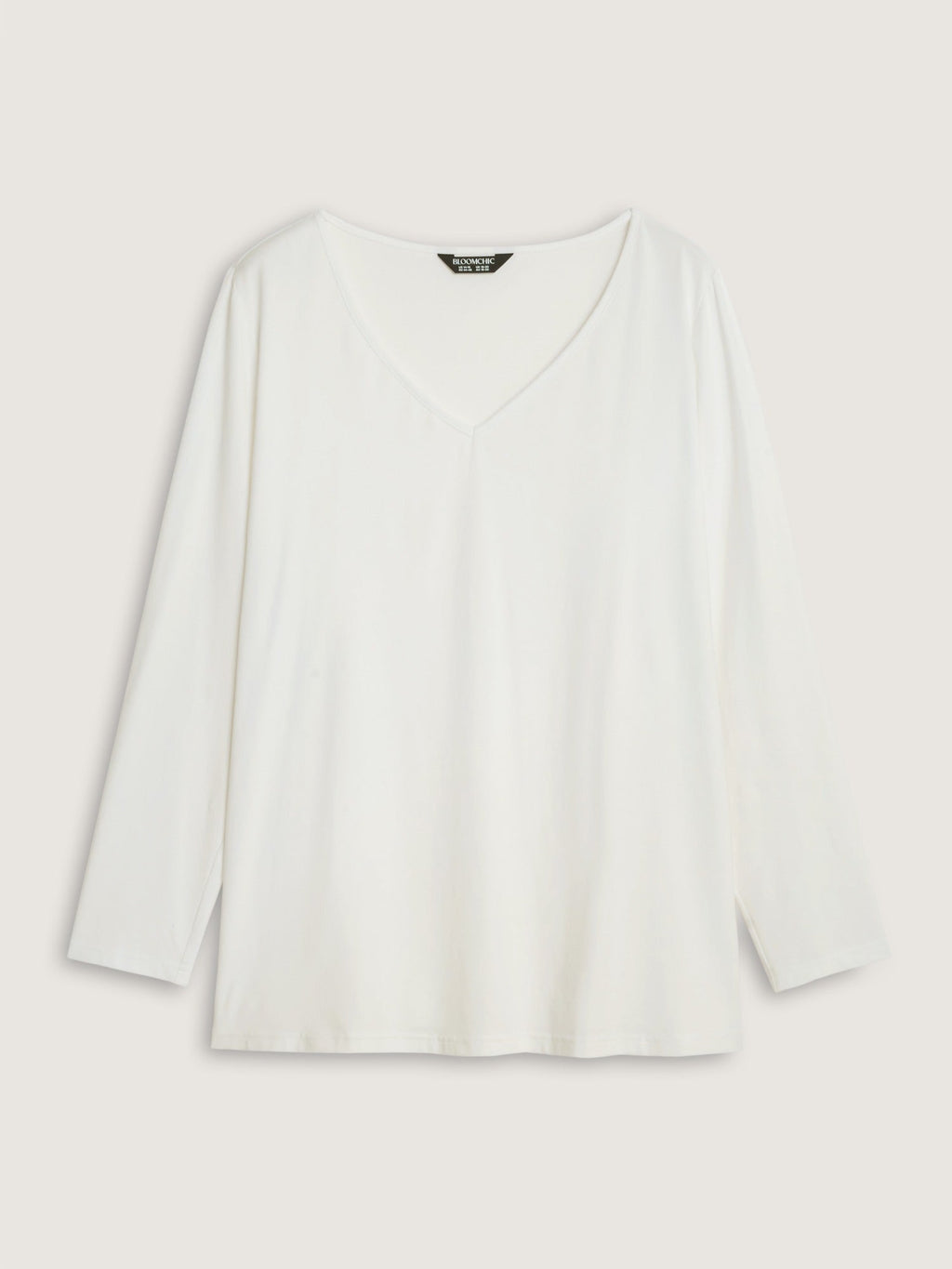 Cotton Stretch V‑Neck Long Sleeve T‑Shirt