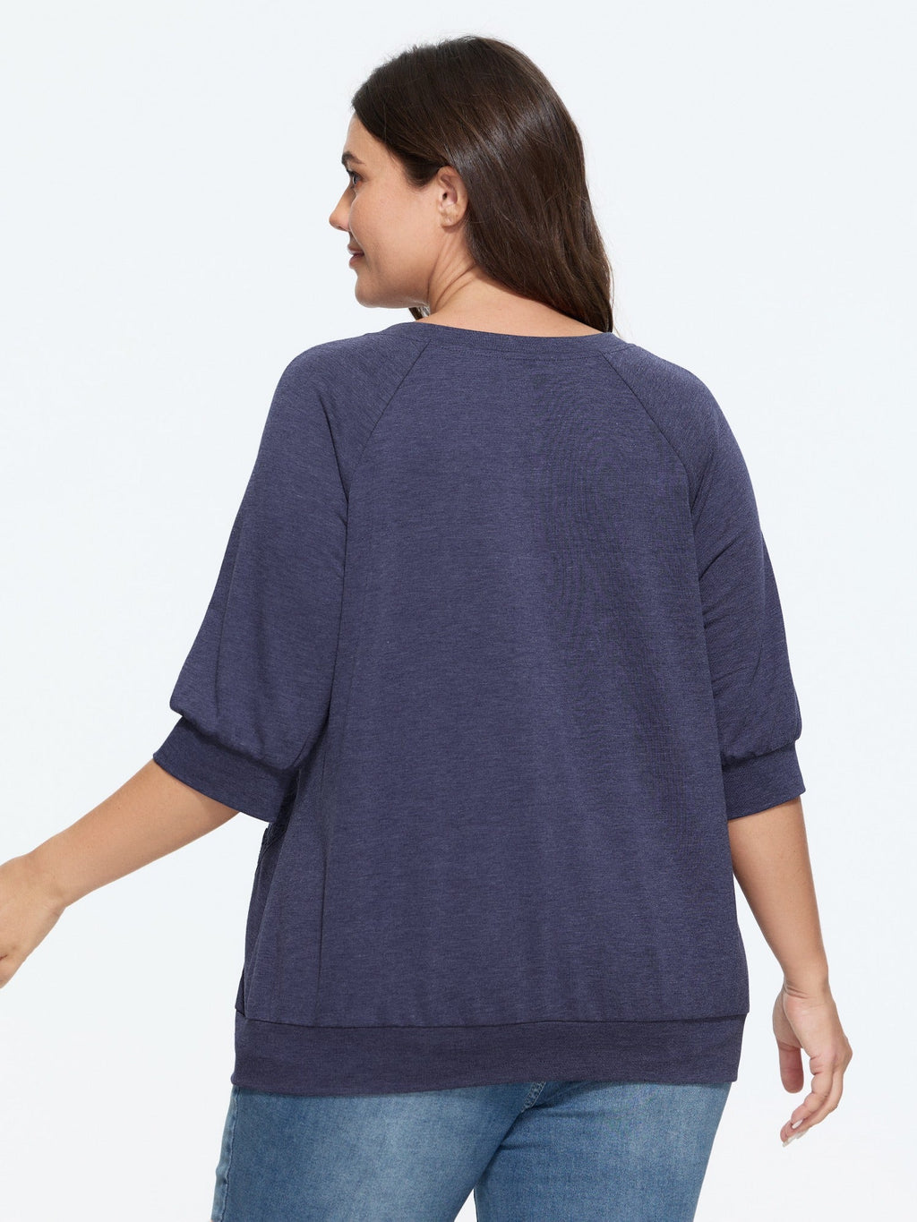 Supersoft Lace Trim Drop Shoulder Sweatshirt