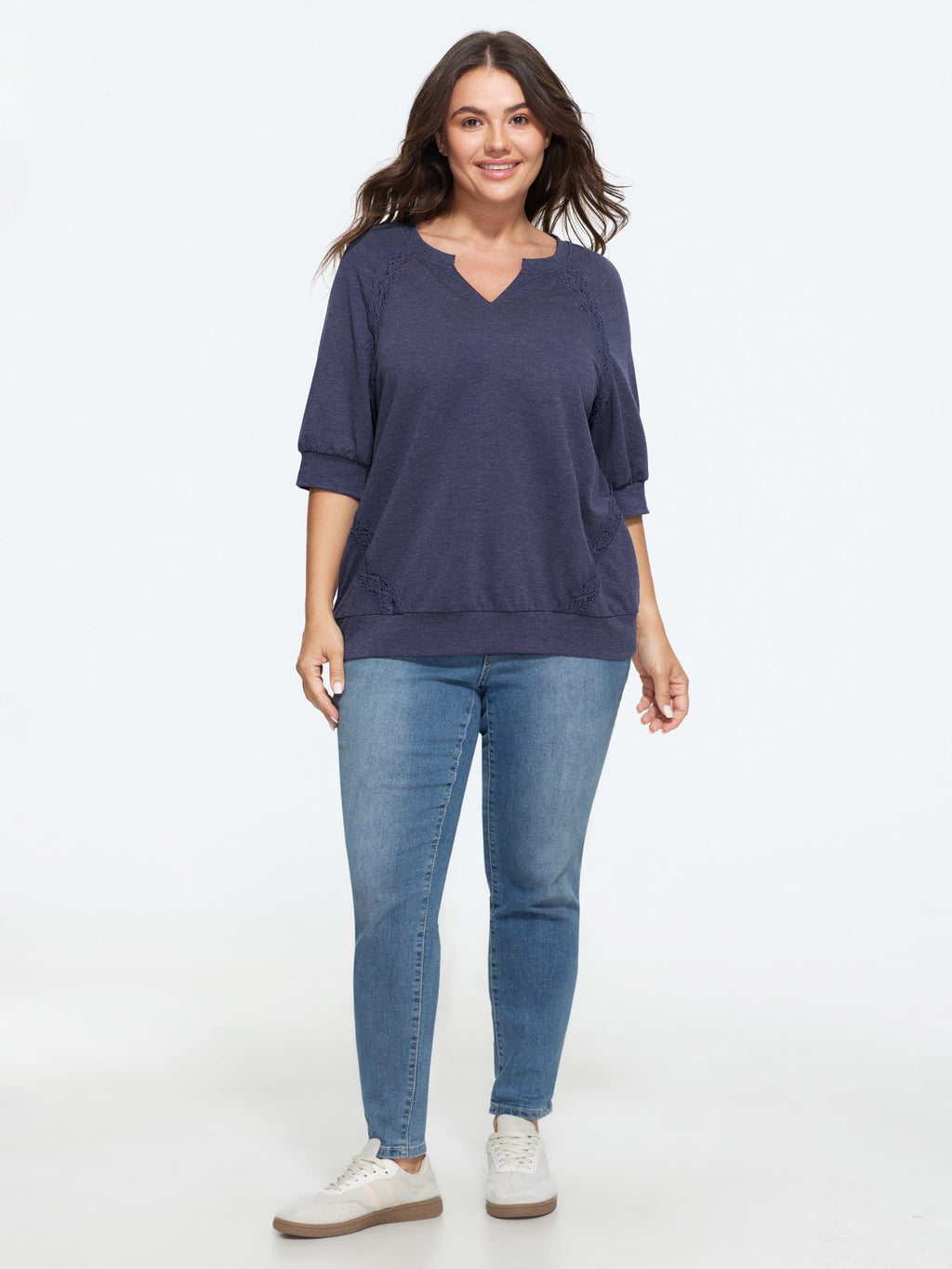 Supersoft Lace Trim Drop Shoulder Sweatshirt