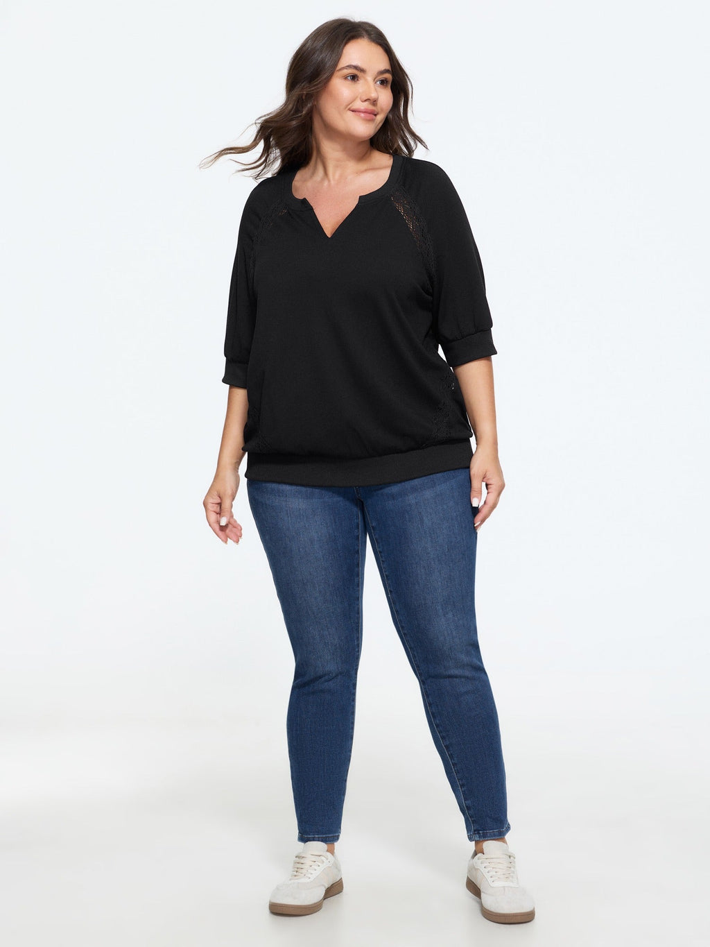Supersoft Lace Trim Drop Shoulder Sweatshirt