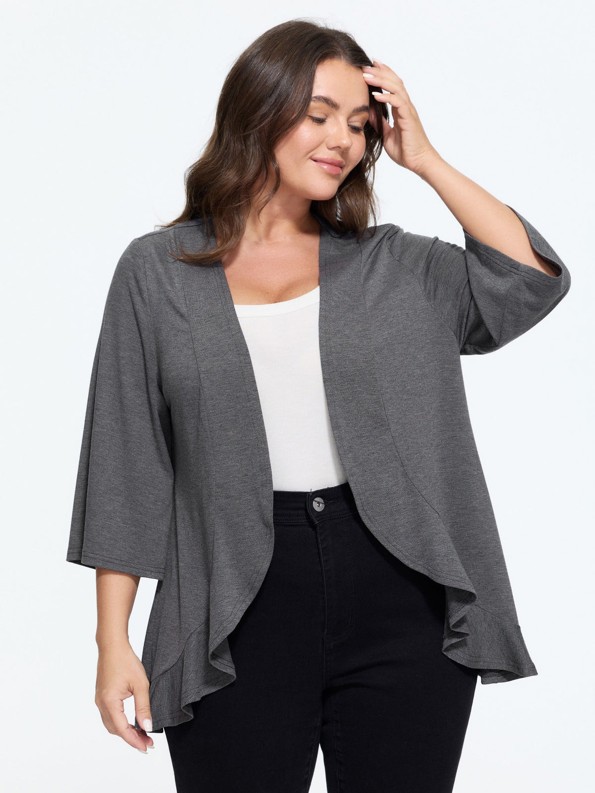 Lotus Hem Curvy Kimono Cover-Up
