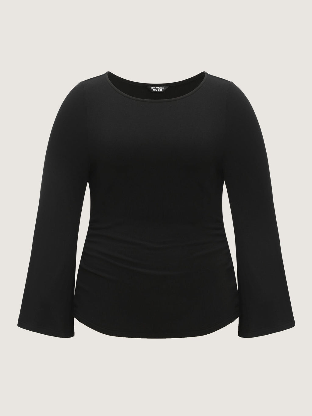 Stretchy Boat Neck Flare Sleeve Fitted T-Shirt