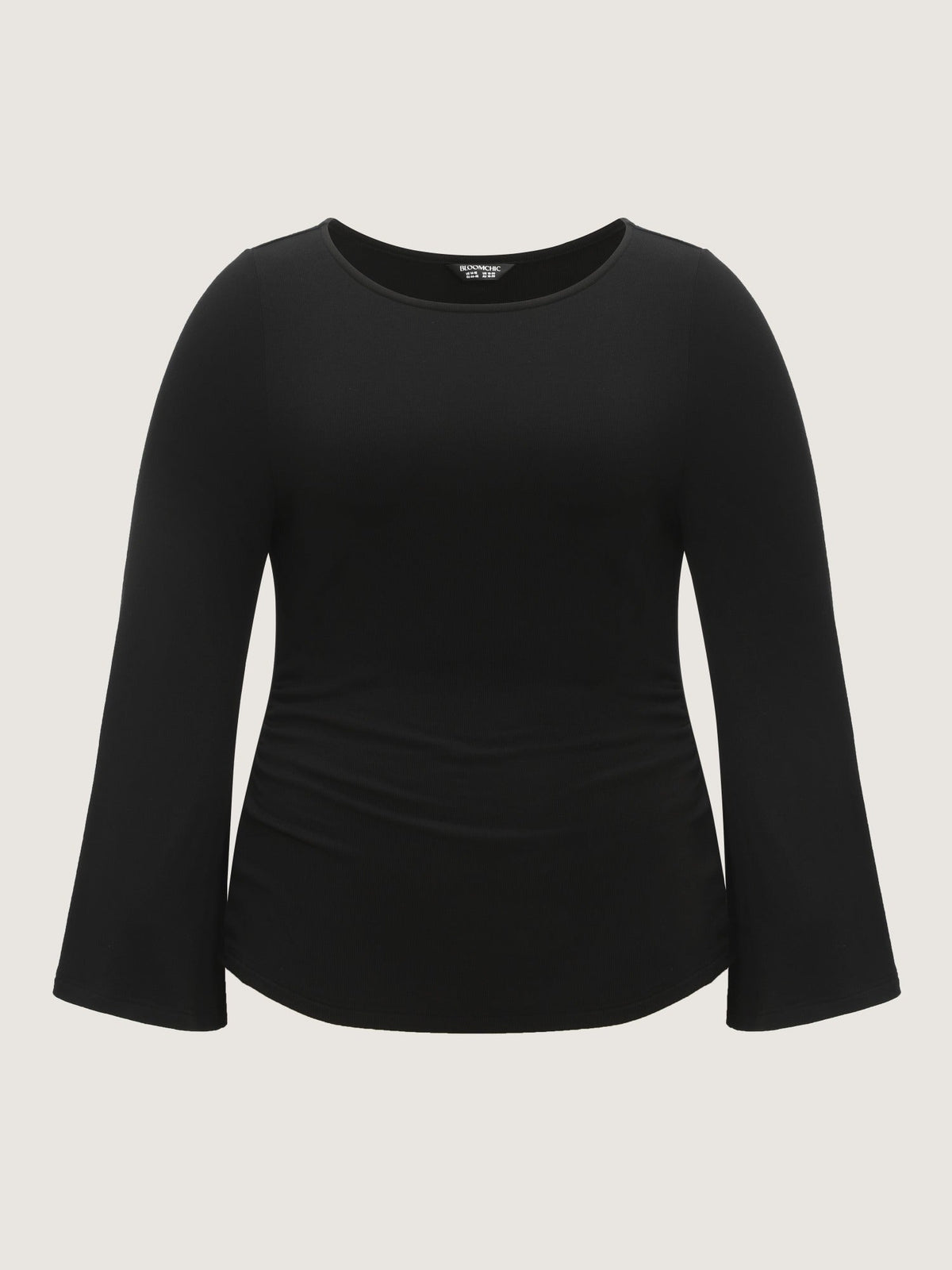 Stretchy Boat Neck Flare Sleeve Fitted T-Shirt