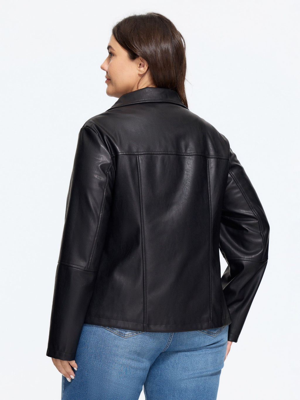Lapel Collar Asymmetric Zipper Pocket Biker Jacket