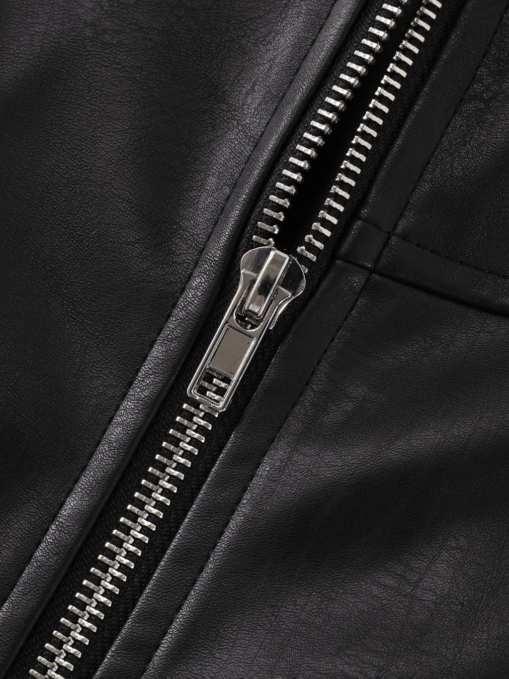Lapel Collar Asymmetric Zipper Pocket Biker Jacket
