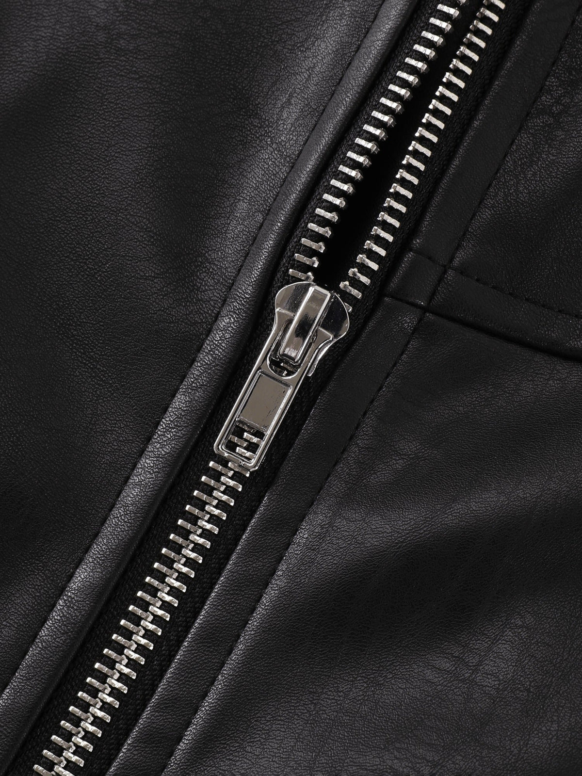 Lapel Collar Asymmetric Zipper Pocket Biker Jacket