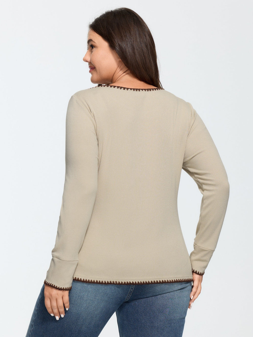 Supersoft Stretch Contrast Stitch Trim Fitted T-Shirt
