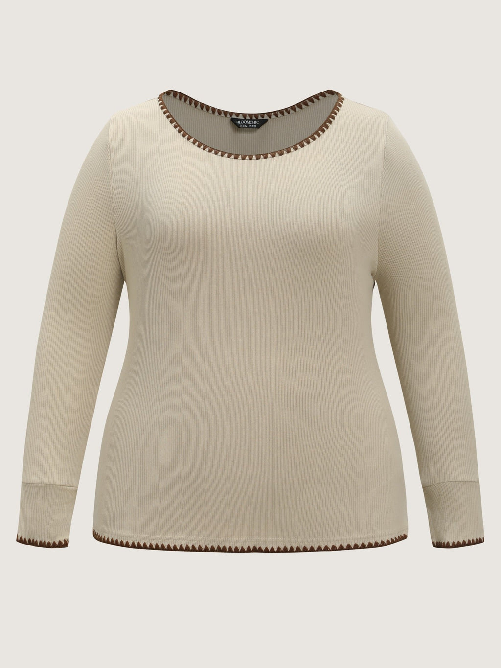 Supersoft Stretch Contrast Stitch Trim Fitted T-Shirt