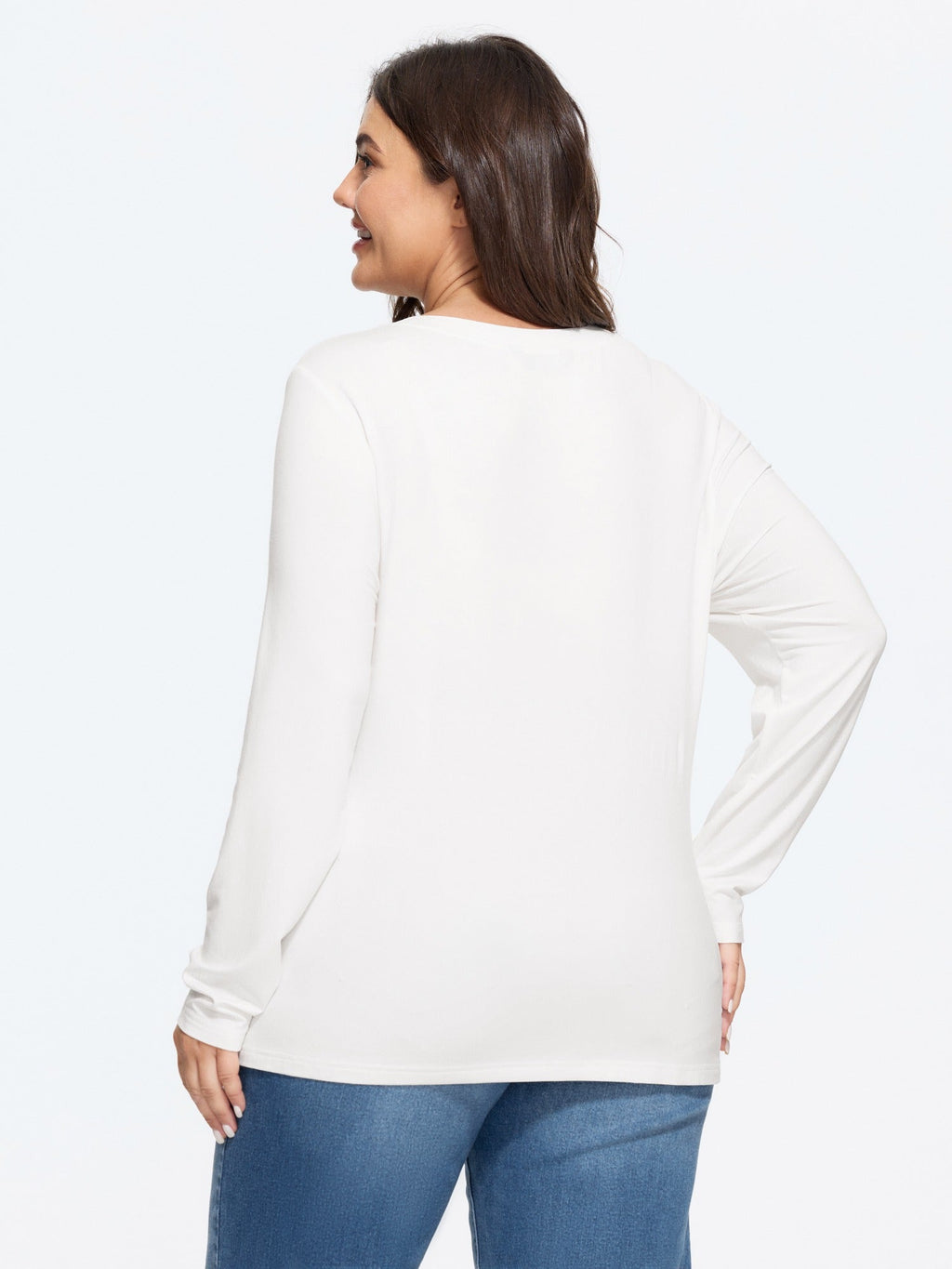 Stretchy Crew Neck Long Sleeve T-Shirt