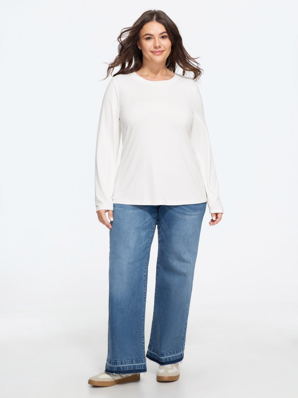 Stretchy Crew Neck Long Sleeve T-Shirt