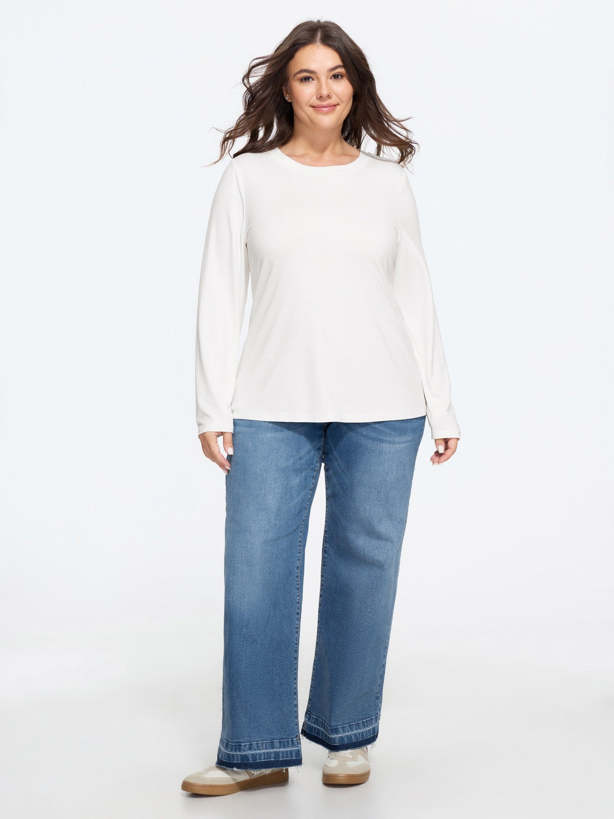 Stretchy Crew Neck Long Sleeve T-Shirt
