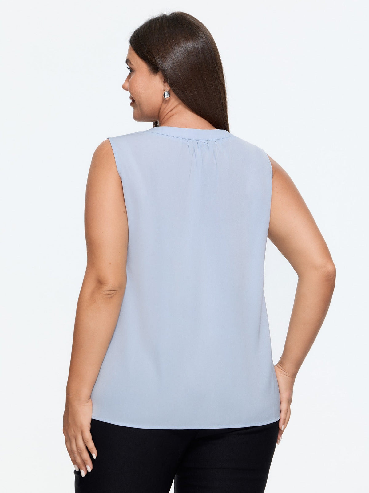 Notched Split Neck Flowy Tank Top