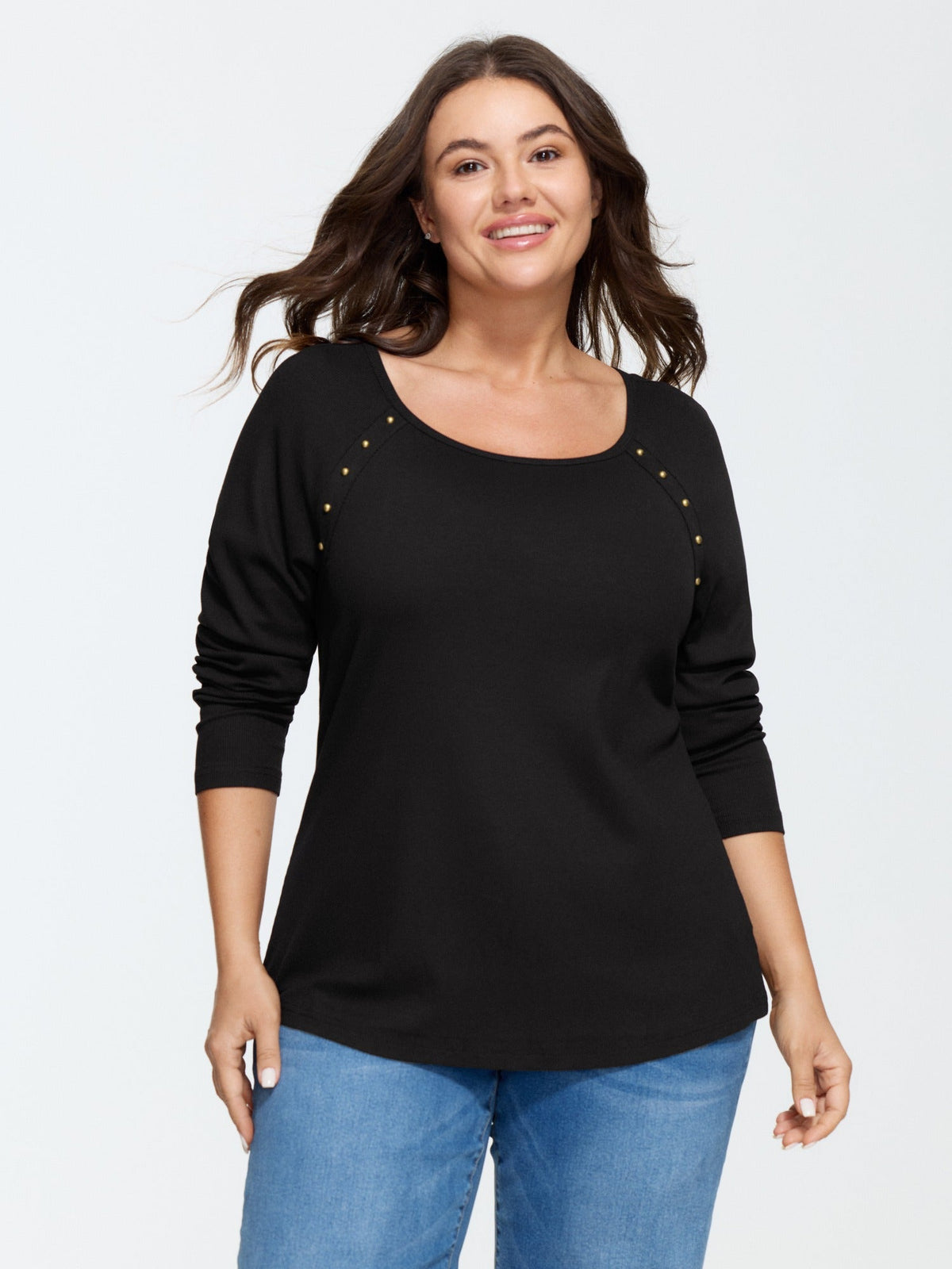 Supersoft Metal Stud Raglan Long Sleeve T-Shirt