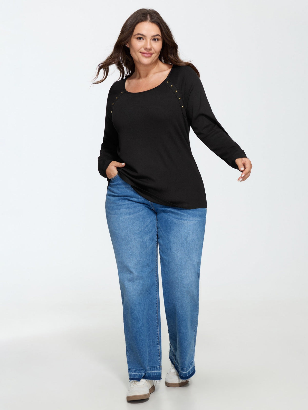 Supersoft Metal Stud Raglan Long Sleeve T-Shirt