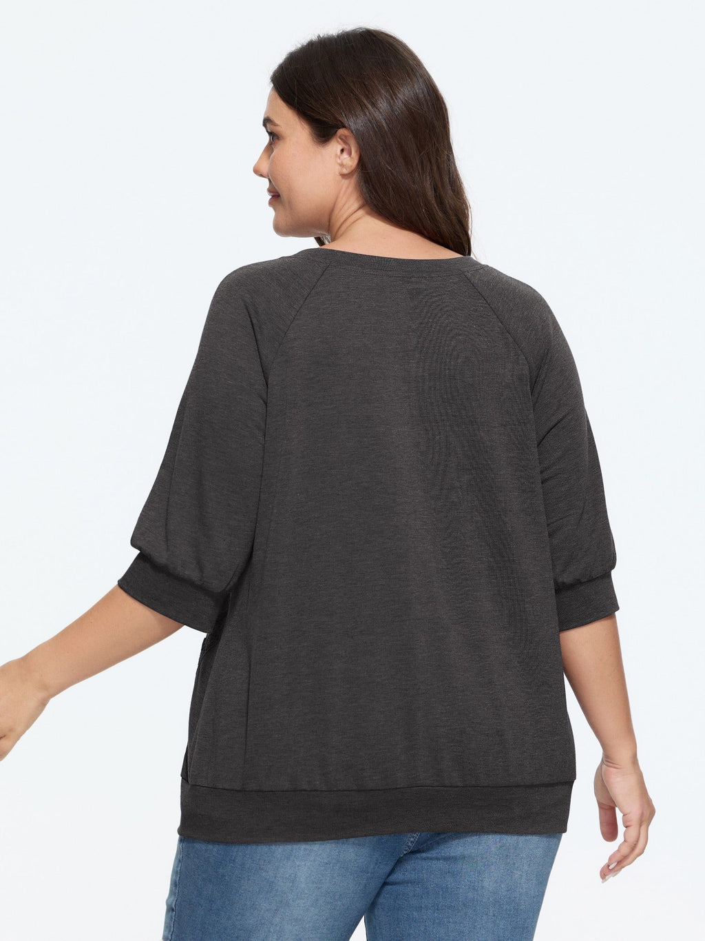Supersoft Lace Trim Drop Shoulder Sweatshirt