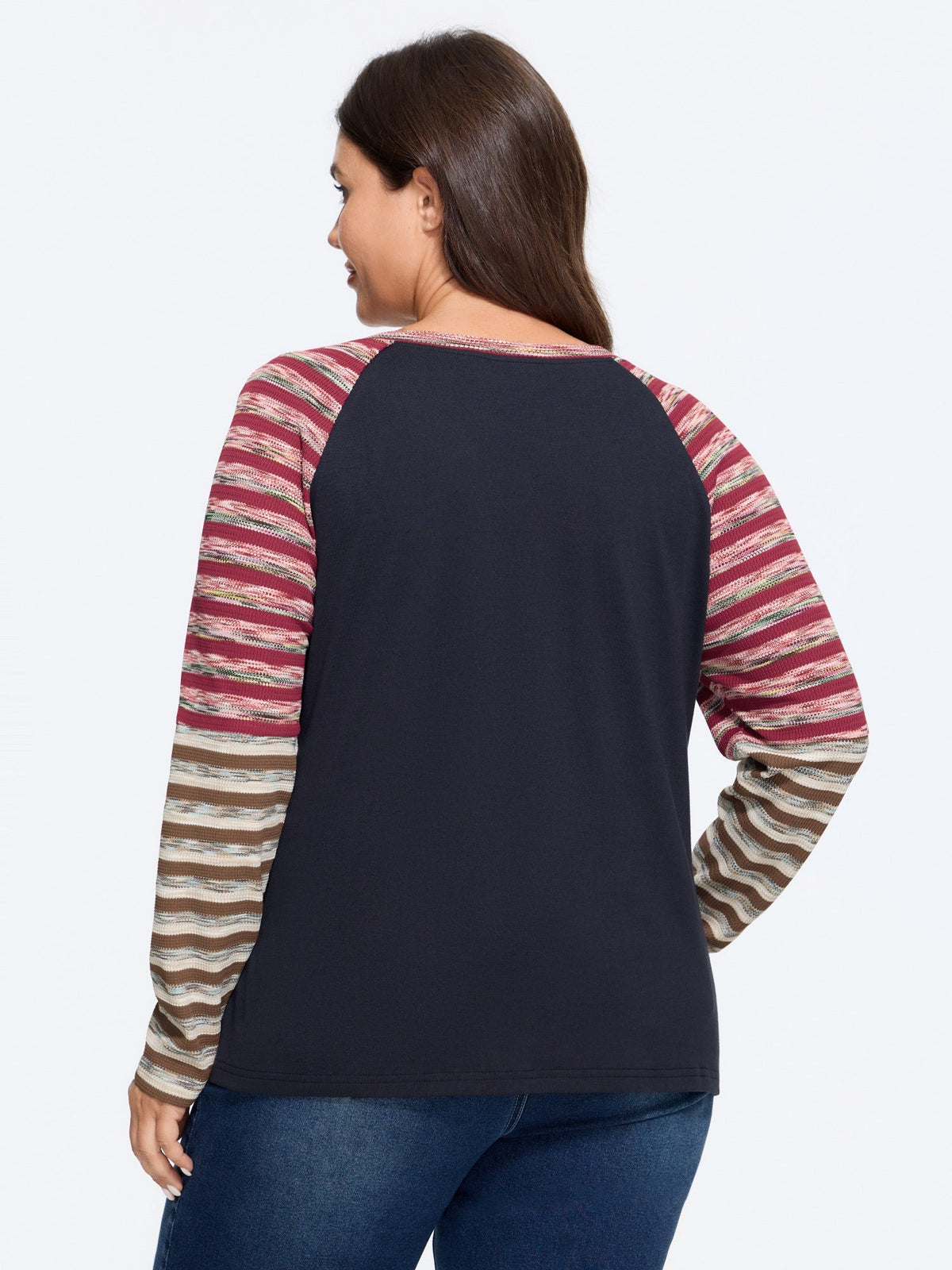 Supersoft Color Block Striped Raglan Sleeve T-Shirt