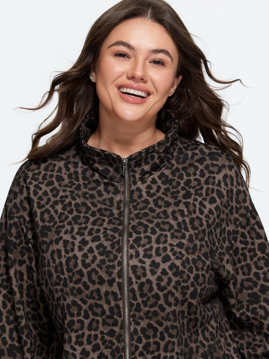 Leopard Print Zip Up Jacket
