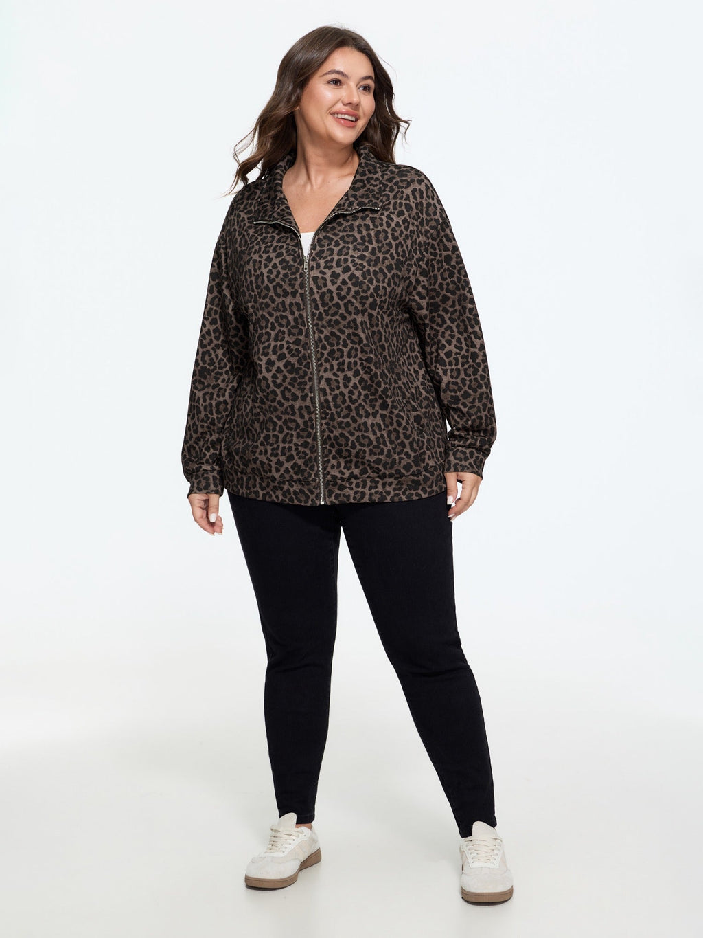 Leopard Print Zip Up Jacket