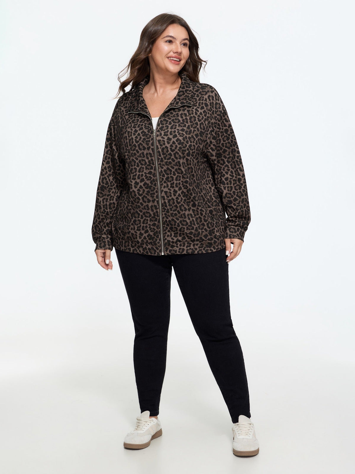 Leopard Print Zip Up Jacket