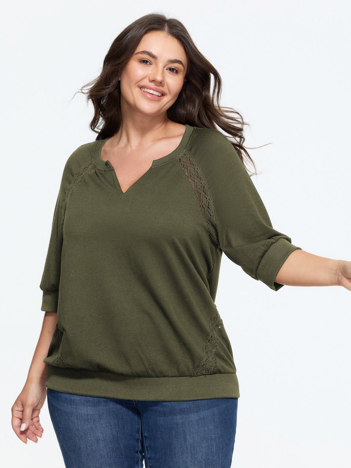 Supersoft Lace Trim Drop Shoulder Sweatshirt