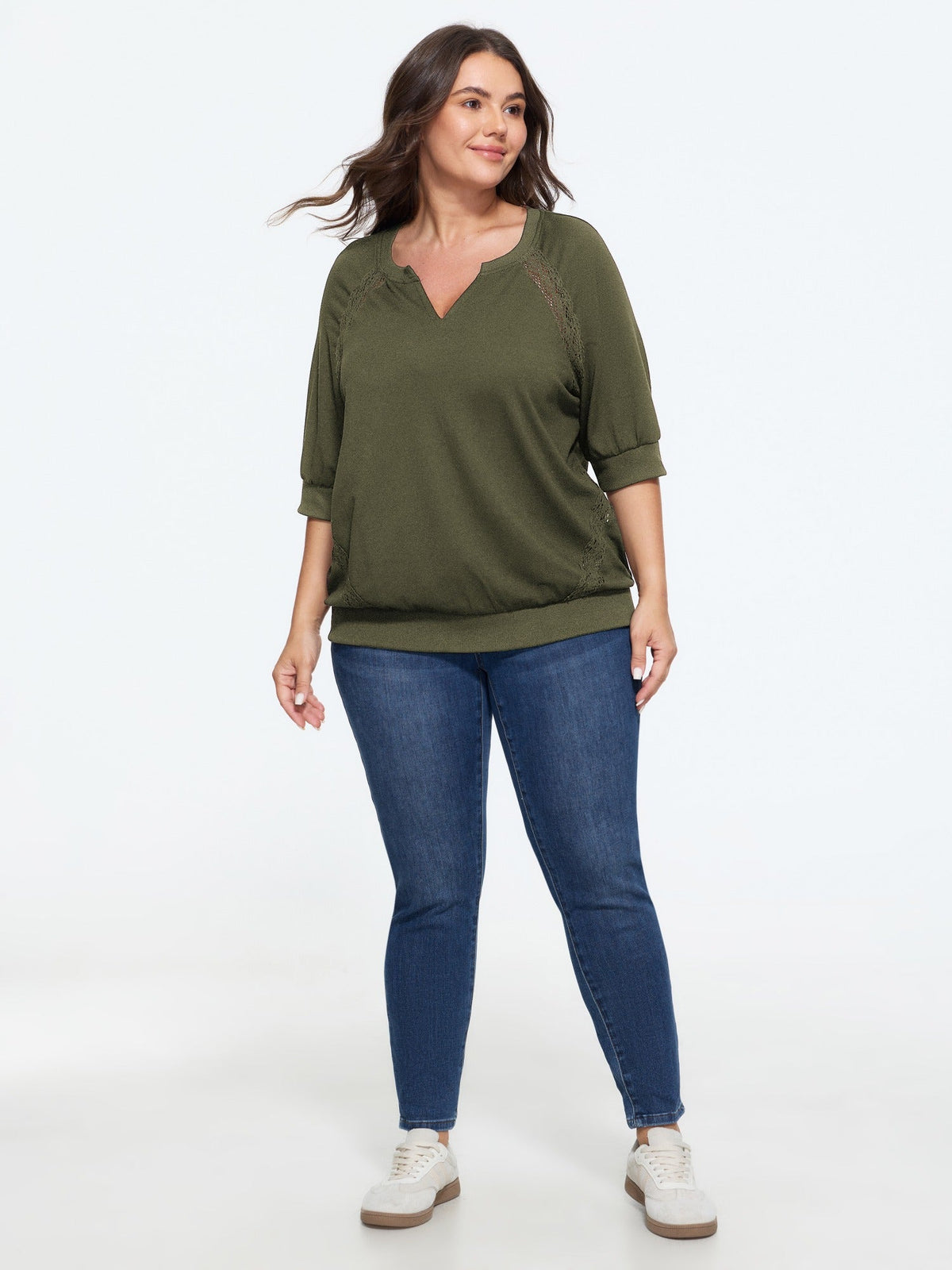 Supersoft Lace Trim Drop Shoulder Sweatshirt