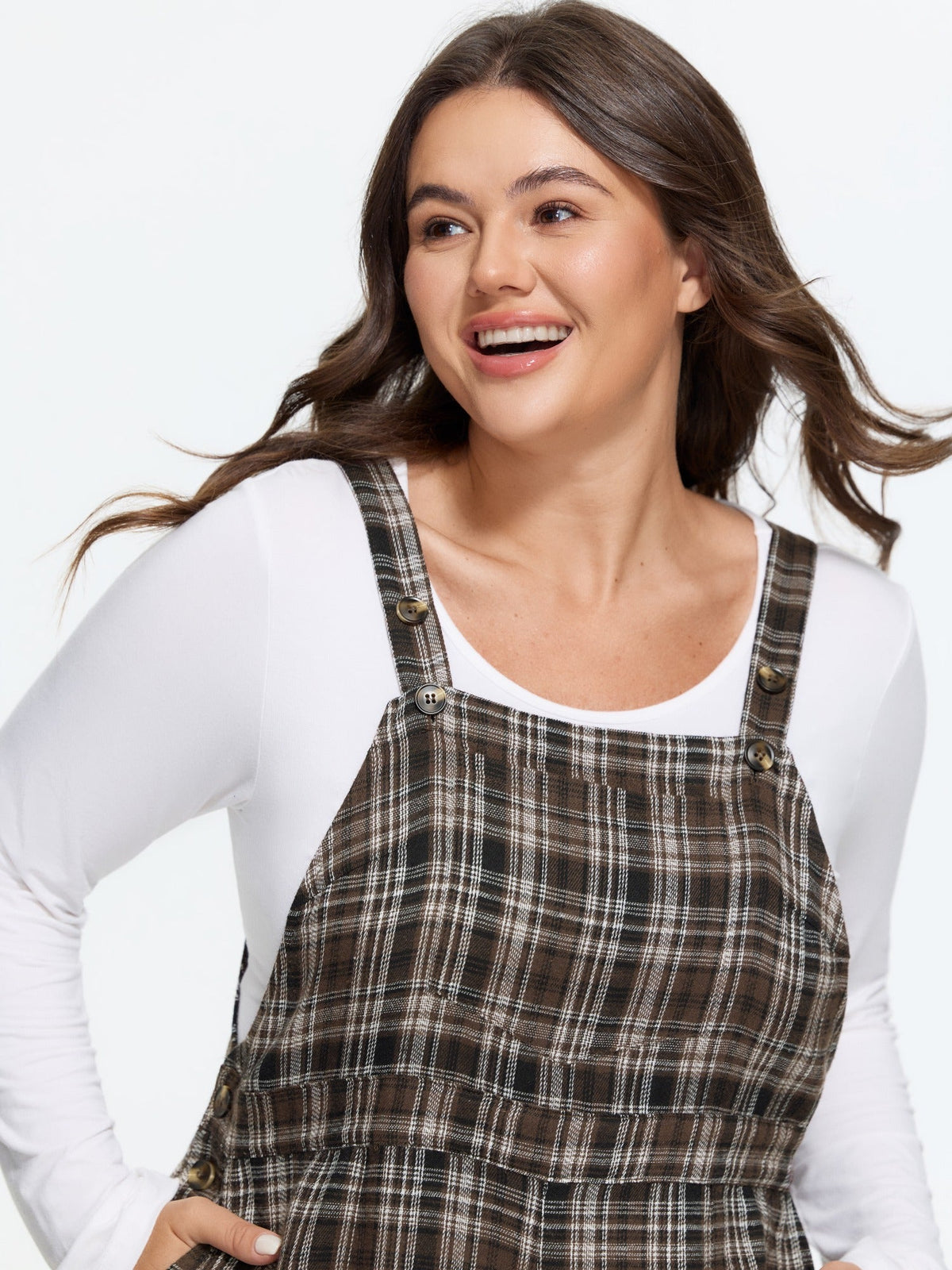 Plaid Adjustable Strap Sleeveless Wide Leg Jumpsuit