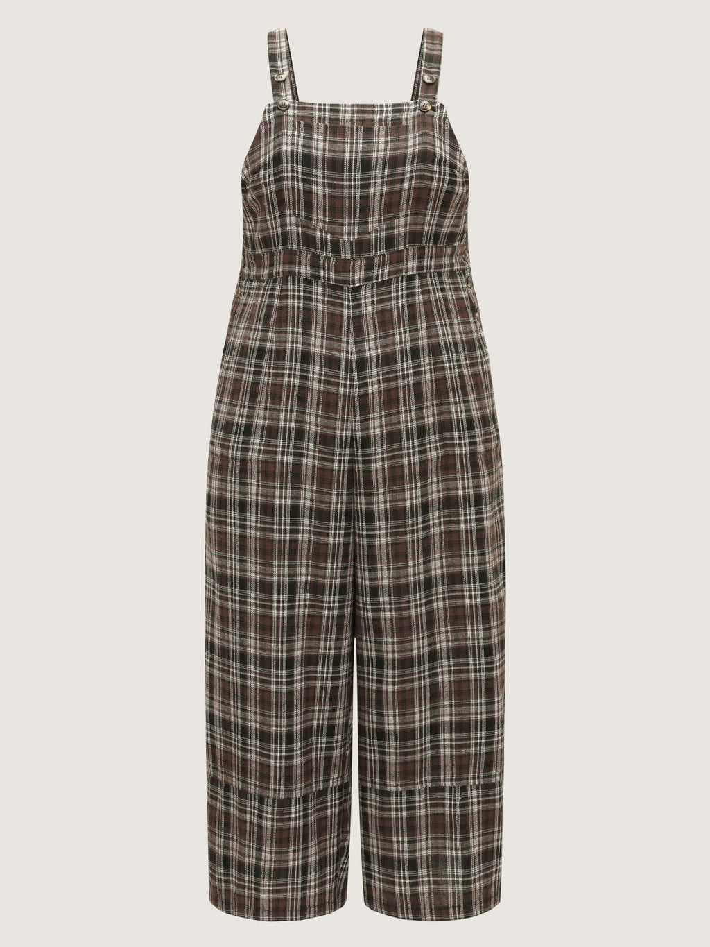 Plaid Adjustable Strap Sleeveless Wide Leg Jumpsuit