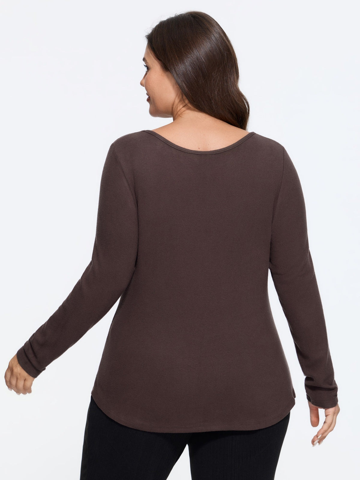 Stretchy Square Neck Button Detail T-Shirt