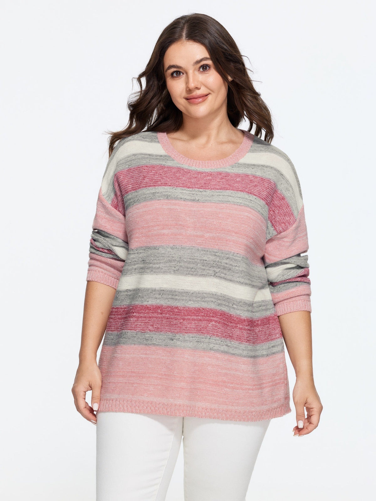 Ombre Stripe Round Neck Pullover
