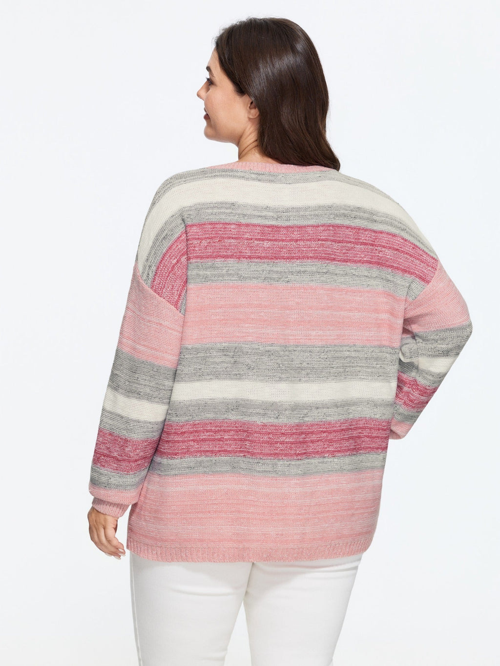 Ombre Stripe Round Neck Pullover