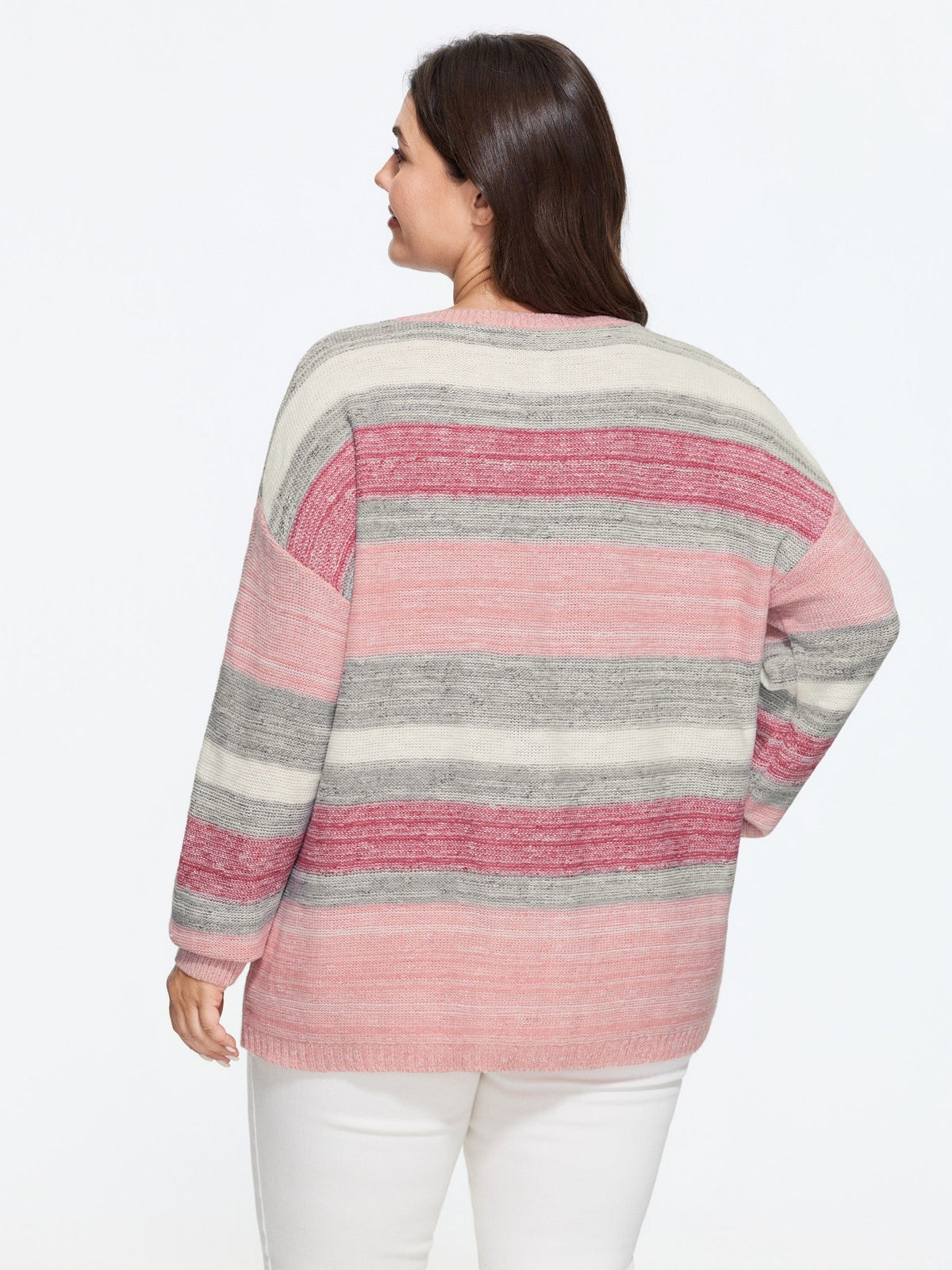 Ombre Stripe Round Neck Pullover