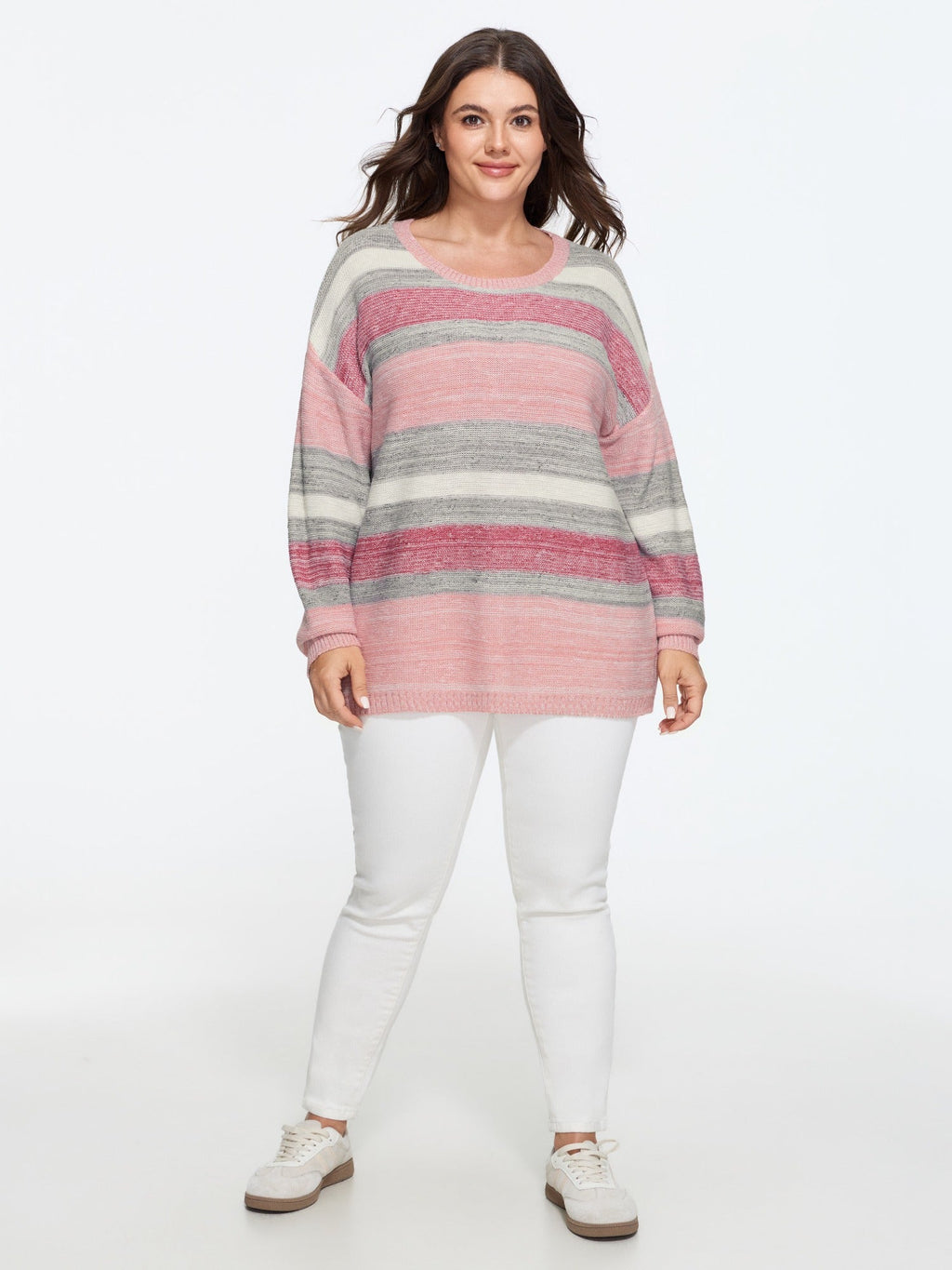 Ombre Stripe Round Neck Pullover